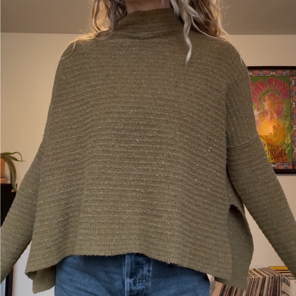 Free People Olive Cowl Neck Sweater